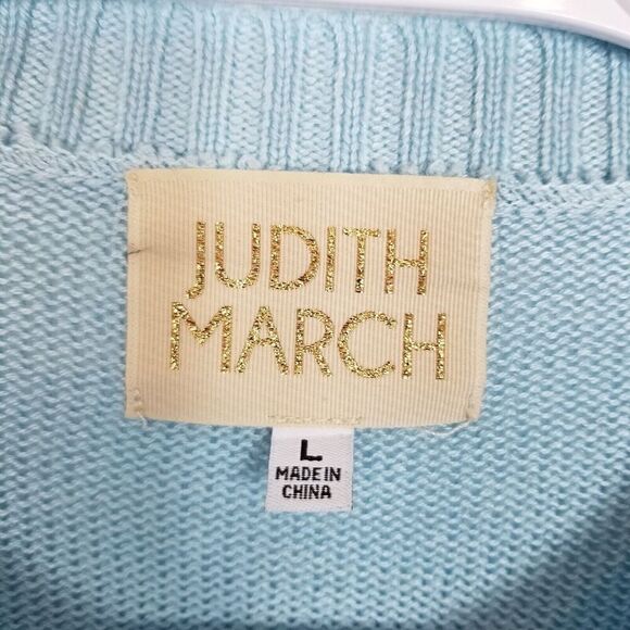 Judith March Women Bride Beachy Blue Sweater Size L Pullover Event Vaca - Picture 3 of 4